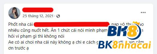 Thông tin cho rằng nhà cái BK8 lừa đảo